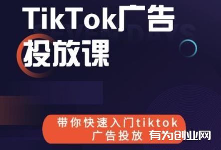 tiktok广告投放课程（带你快速入门tiktok广告投放）价值1680元-有为创业网