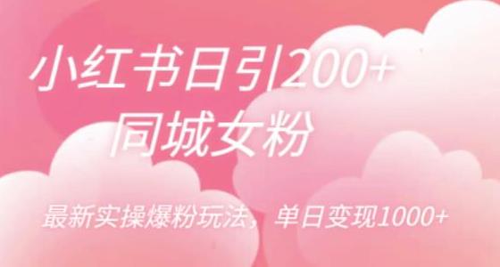 小红书日引200 同城女粉，最新实操爆粉玩法，单日变现1000 【揭秘】-有为创业网
